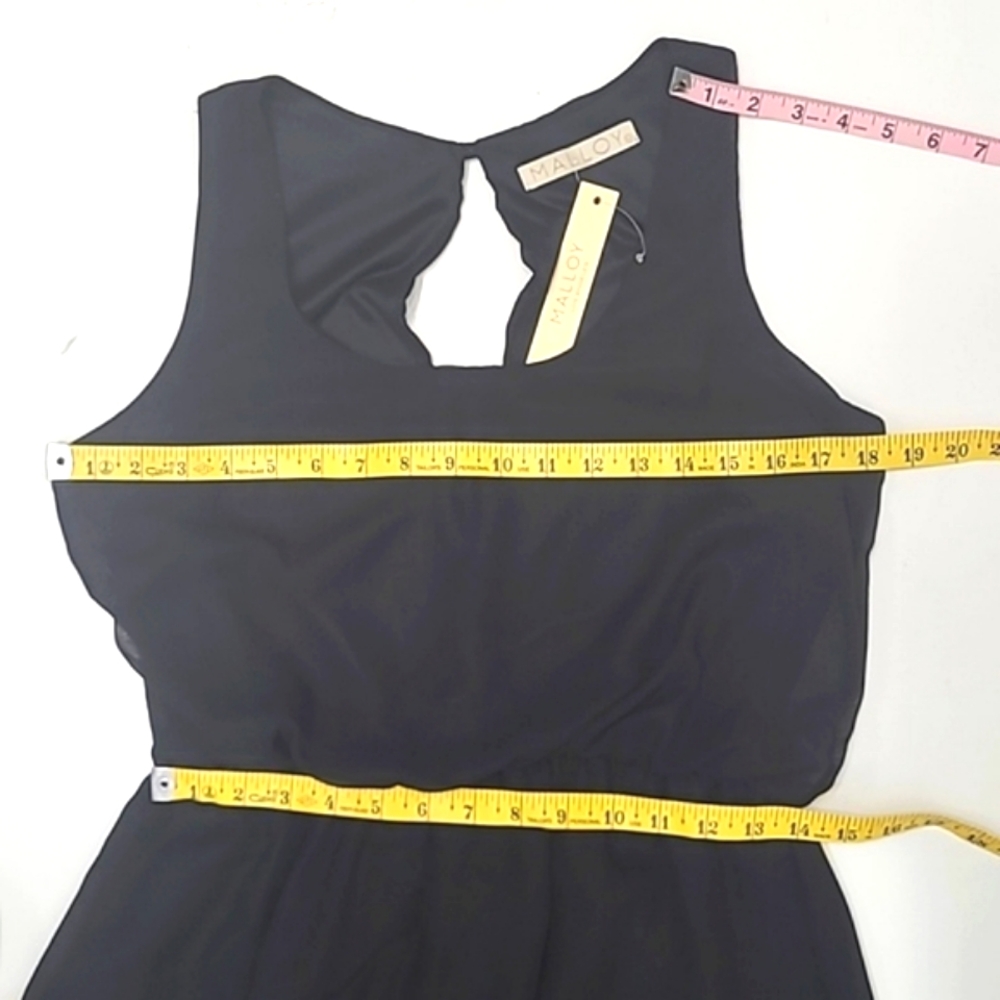 Malloy Maxi Dress Evening Sheer Flowy Skirt Solid Mini Lining Keyhole Back NWT - Picture 10 of 17